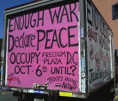 CodePink & Vets for Peace travel to DC from SF Bay Area for 6 Oct. 2011 - 10 yr. Terrorversary of Afghanistan invasion. No Drones. Peace not War.