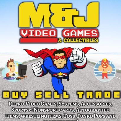 RETRO YOU’LL FIND IT AT M & J VIDEO GAMES & COLLECTIBLES & CARDS.WE HAVE FUNKO POPS, POKEMON & RARE WRESTLING & SPORTS NOVELTY AUTOGRAPHS & SO MUCH MORE.