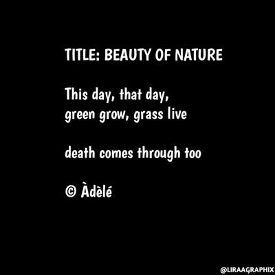 My name is Àdèlé, I appreciate a two way communication
Agriculturalist/
writer/
FashionDesigner/
Volunteer 💞 /
TechEnthusiast