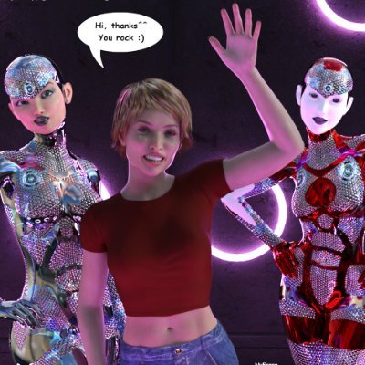 Hi, I'm NuForge, creator of digital comics (3D art). My art has a nice, clothes-free theme. Setting: a parallel universe Empire, 90% female. Sci-fi and Fantasy