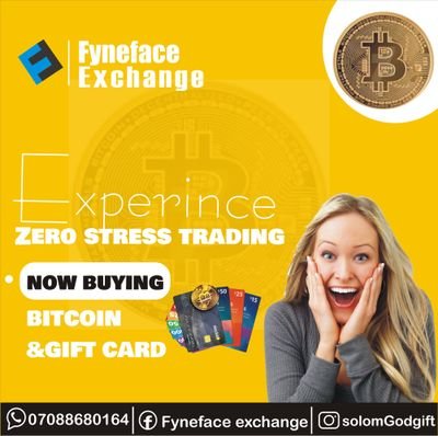 I'm fyneface Exchange
I S£LL ⚠️ AND BUY💵 CRYPTOS

I REDEEM ♻️ GIFT CARDS🥰
https://t.co/j6LE5vQgvD