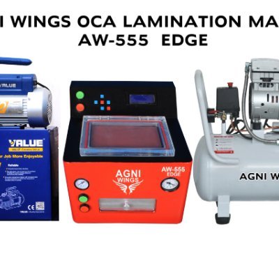 AGNI WINGS OCA LAMINATION MACHINE  (AW-555 EDGE) 
1. For LCD, LED, OLED OCA Laminating Machine
2. Fast Automatic Laminating, 3 mints/pc, (CURVED, EDGE,iPHONE)