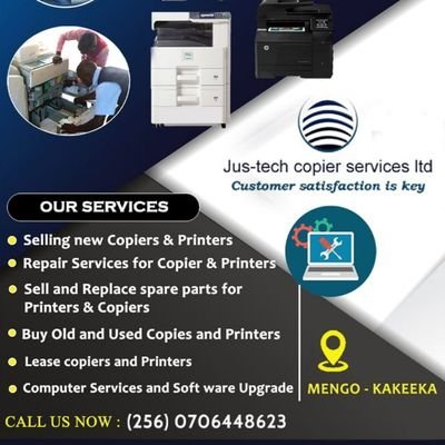 WE ARE A COMPANY THAT DEALS IN
-Selling of new printers
-Repair of printers and photocopiers
-Buying of old printers and photocopiers
-selling spare parts

R