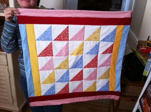 I enjoy creating items to be given to charities for various causes. I like to bake, quilt, read, crochet, knit, vegetable garden, and cross stitch.