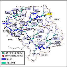 한강수계 수질을 24시간 모니터링하여 수질을 감시 및 보호