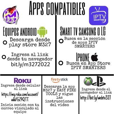 ‼️Activaciones ‼️
🎥pelis🎞Series
📺Tv en vivo 
⚽️🥎🏈🥊🥅🎮🎰
📡Rokuu's
📟Tv box 
🎬Fires  tvs 
🖥Smart tv's
💻Laptops 
💾CPU's 
📲Celulares 
📱Tablets