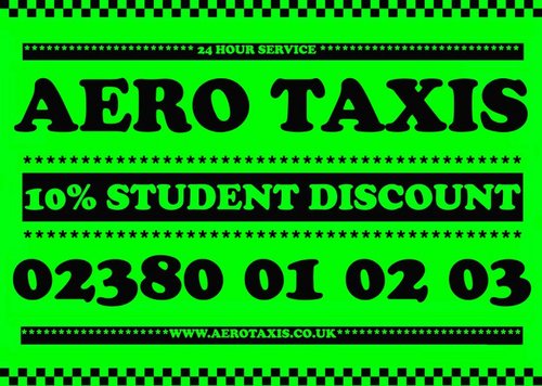 Telephone booking:  +44 (0) 23 80 01 02 03 
Text booking:  +44 (0)7771 653 124 
Tel office:  +44 (0) 23 80 334 038 
Email:  enquiries@aerotaxis.co.uk