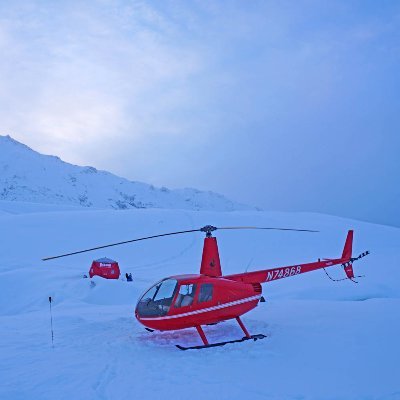 Helicopter flown by Sheep Mountain Air, and Helicopter Glacier Tours from MICA Guides. From Scenic Tours to Ice Climbing