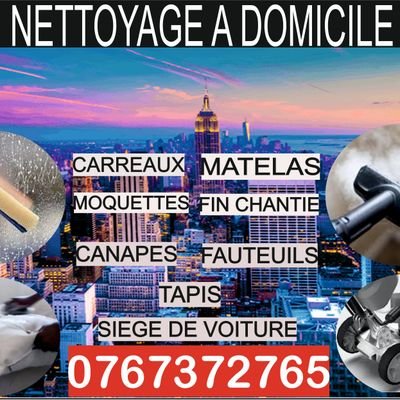 SERVICE DE NETTOYAGE FAUTEUILS,CANAPÉS,CARREAUX,MOQUETTE MATELAS,TAPIS,BUREAUX,FIN DE CHANTIER, VOITURE
CONTACT 0767372765