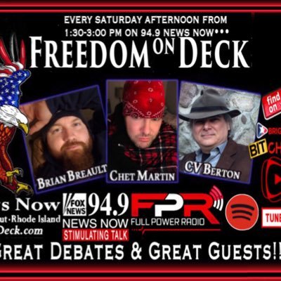 Chet Martin hosts Freedom on Deck with CV Berton and Brian Breault Saturdays 1:30-3 pm et on https://t.co/GdQwFaIqpS