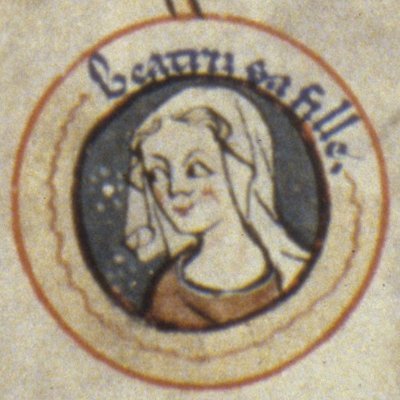 OMGC 20-1/04/23. Profile pic (Beatrice of England d.1275): Bodleian Library MS. Broxbourne 112.3 Header:All Saints , Bakewell. @OxMedGradConf@hcommons.social