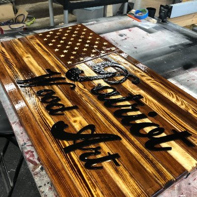 We create beautiful flags and other wood art projects