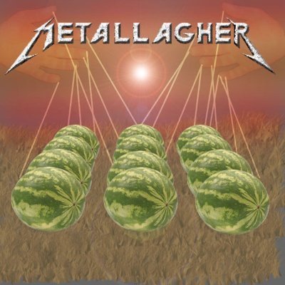 Gallagher Impersonator Smashing Fruit + 80's Metallica Cover Band = Metallagher