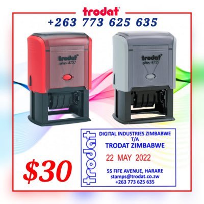 trodatzim's profile picture. Rubber stamps store in Harare & Bulawayo. Selling Trodat self-inking date stamps, company seal embossers, notary public stamp presses and Trodat stamp ink.