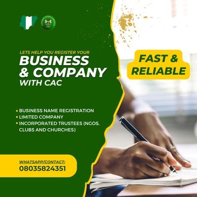 To reg. your Business name, Company with/without shares, Church, Schools, Club, Foundation, Association, and Trustees with Corporate Affairs Commission Nigeria.