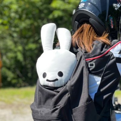 冬の風物詩のすり身の背中に括り付けられ旅をさせられているにんまり顔のうさぎ。 向かい風はキツい。 しっぽには触らないで。 正体が分かってもそっとしておいてください。 #いいねくれた人大体フォロー #フォロバほぼ100