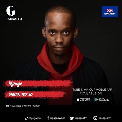 Counting down 30 of the hottest hits between 10am - 1pm. Hosted by @njingampanza Only on KZN’s number 1 @gagasiFM #UrbanTop30 njinga@gagasi995.co.za
