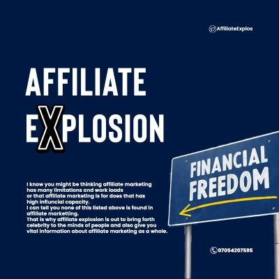 Affiliate explosion is a system that is set to carry out clearity about affiliate marketing in the heart of people.
Join the moving train.AFFILIATE EXPLOSION🔥