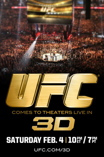 sports3d's profile picture. UFC COMES TO THEATRES LIVE IN 3D 
SATURDAY, FEBRUARY 4, 2011 
10 PM ET / 7 PM PT