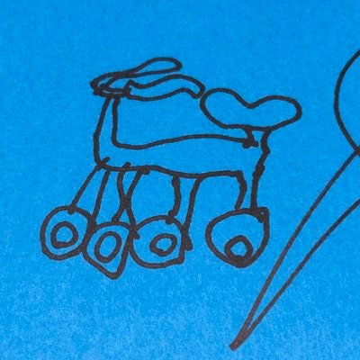 私のロードバイクの絵を子どもが描いてくれました、なぜか4輪？大分を走る！坂は押す派