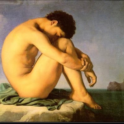 PP Jeune homme nu assis au bord de la mer (Hippolyte Flandrin, 1835, Le Louvre)