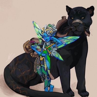 a suspiciously powerful water sprite and her jaguar 🧚‍♀️🐆 #Pathfinder2E #TTRPG