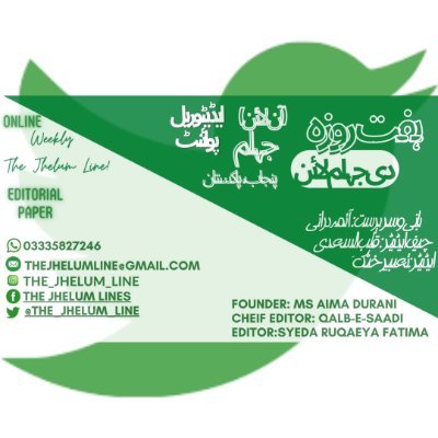 The_jhelum_line's profile picture. A weekly online news paper basically originated from Jhelum city of Punjab Pakistan. This is a bilingual editorial paper. It will be an epic literary piece.