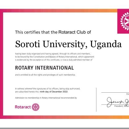Welcome to the Official Twitter account of the #RAC_SorotUni :
Service above self.
Current President # MP @KafeeroDaniel
Charter President #HCP @EkinuJimmy