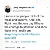 Jonny Benjamin MBE ☮️ (@jonnybenjaminn) 's Twitter Profile