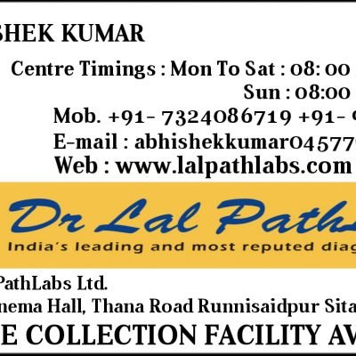 lalpath_labs's profile picture. Pathology Lab
All Test 
Blood Test
Urine Test
Stool Test 
And Etc