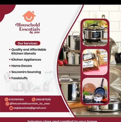 Quality and affordable kitchen utensils/Kitchen Appliances/Home Decors/Souvenirs Sourcing/Foodstuffs vendor/Reality TV show lover