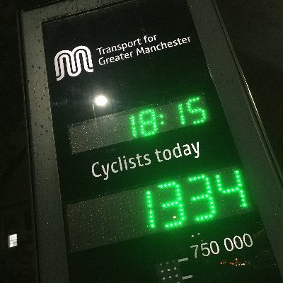 Daily cycling data from the Oxford Road Cycleway, Manchester.