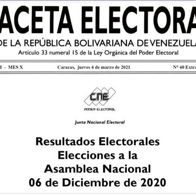 Noticias sobre elecciones en Venezuela y el mundo. Gaceta Electoral de Venezuela  Editor: @raymondorta