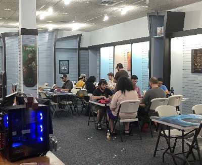Tabletop gaming specializing in Magic the Gathering as well as Yu-Gi-Oh, and Pokemon. Come play some DnD or just hang out and make new friends. Custom PCs also!