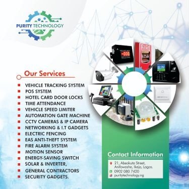 Ay, purity Intertechnology is a professional brand that specializes in safety, Security, and Automation equipment like CCTV cameras, vehicle tracking, card lock