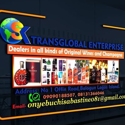 Dealer in all kind of Wines and spirits. 
Customer care available 24/7.
Delivery nationwide🌎