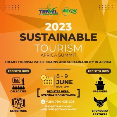 A leading annual Sustainable Tourism Africa Summit hosted by @sttakenya to enable cross sector dialogues on current issues in sustainable Tourism in Africa