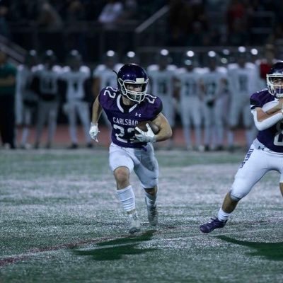 ‘24 Carlsbad HS Football/Wrestling. RB 5’9 195lbs. Team Captain, 2x 1st Team All County, 2x OPOY. 2x 1st Team All County wrestling. GPA 4.0 #(442)216-9249