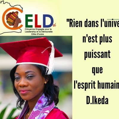 Consultante Genre_Prévention de violences_Élections.
Féministe👩🏽‍

Coordo ONG CELDci

Le leadership féminin au service de la Paix et du développement durable.