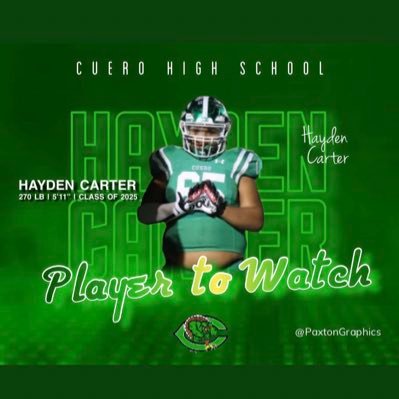 CUERO GOBBLERS • 5’11• 280lbs • O LINE/D LINE• 3.4GPA • CLASS OF 2025• #65 •ALL-AREA FOOTBALL TEAM•NCAA ID #2302779442