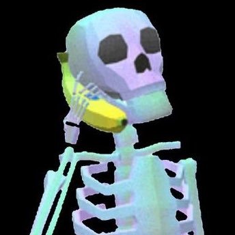 relatable skeleton tweeting self care and while a banana.