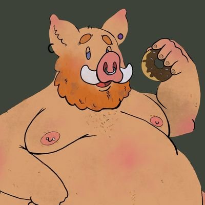 dumb pansexual stoner gainer hog desperately trying to get fatter | 32yrs | current weight: 400 lbs, current goal weight: 700 lbs | furry: boar x grizzly bear