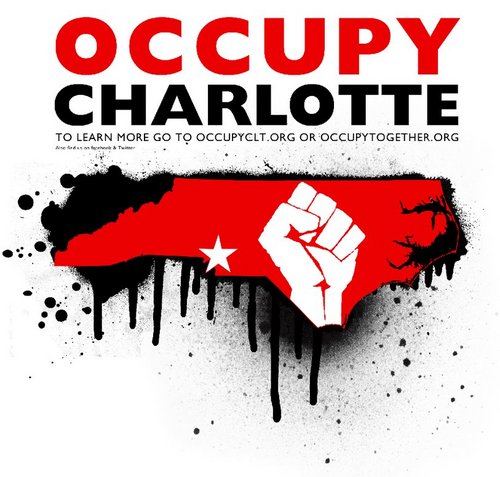 We are the 99%, and we are here to show Occupy Wall Street our support. We will Occupy Together against Corporate Person-hood and Plutocracy in Charlotte, NC.