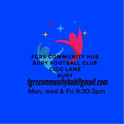 Community hub to help those struggling. Food bank, clothes , uniform, help@fgrscommunityhub.co.uk FGRS community hub, Bury football club, Gigg Lane, BL99PU