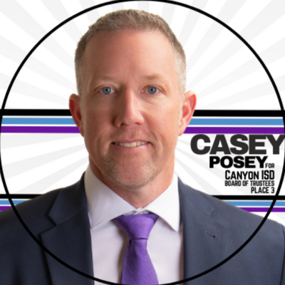 Casey Posey- Christian, Husband, Father, Business Man, Volunteer, and Involved Citizen.
Running for CanyonISD Board of Trustees Place 3.
Let me earn your vote