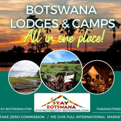 Stay Botswana remains the best...and easiest travel and tourism booking site in Botswana! 
NO COMMISSION, NO AGENT FEES, NO BOOKING FEES!