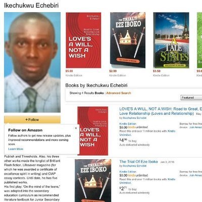 Ikechukwu Echebiri is a novelist, playwright and poet. He has over 5 published works.