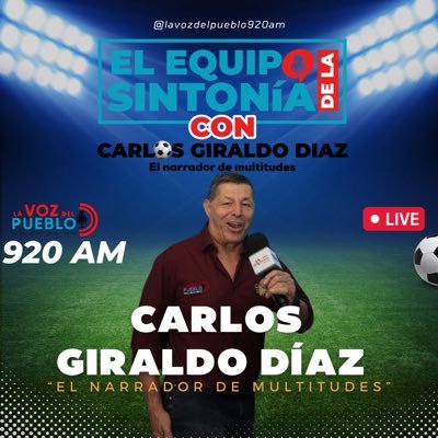 42 años narrando el deporte Colombiano. La VOZ de Carlos Giraldo Díaz es del PUEBLO Tolimense.
