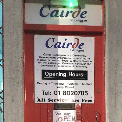 Cairde Centre Balbriggan on Hampton St. Challenging ethnic minority health inequalities.