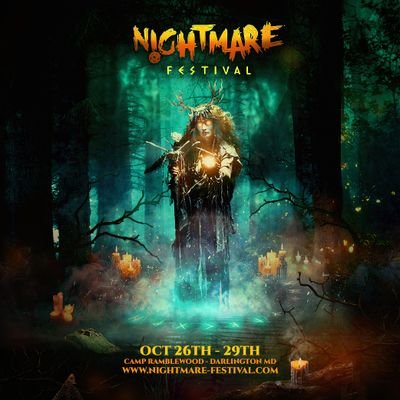 12 years of #NightmareFestival is returning to Camp Ramblewood this October 26th to 29st! 🧟‍♂️💀 Follow us on IG! 👉 @nightmarefestival